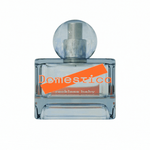 Spinning 3D render of a perfume called 'Reckless baby'