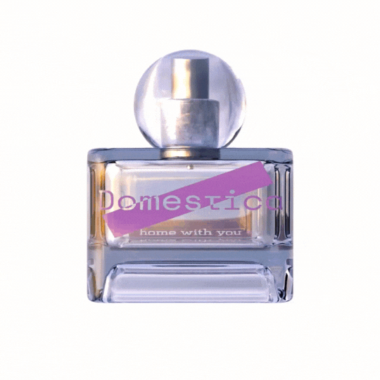 Spinning 3D render of a perfume called 'Home with you.'