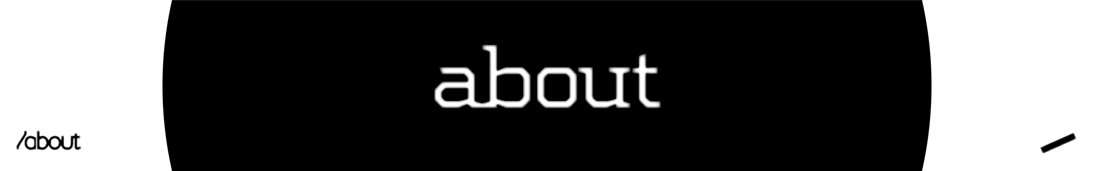 Text 'about' on a black background.