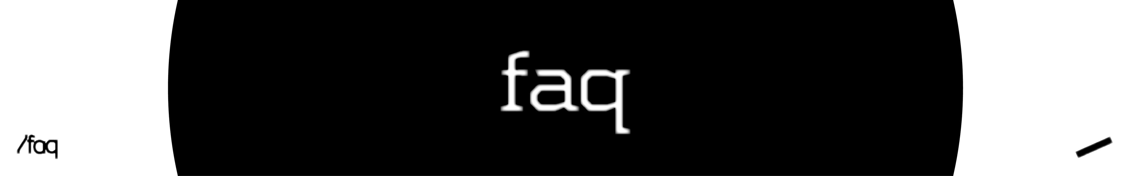 White 'faq' text on a black background